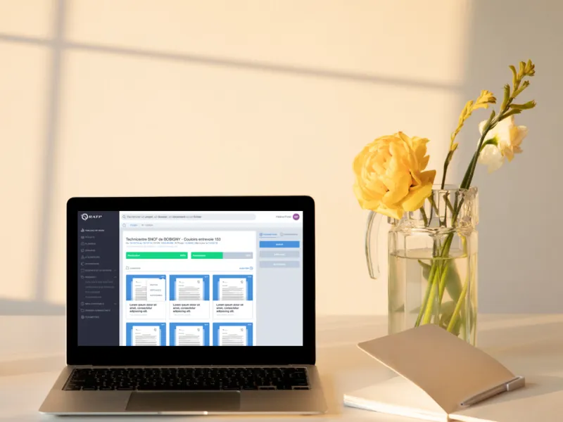 Interface de gestion documentaire LCBA affichée sur un ordinateur portable
