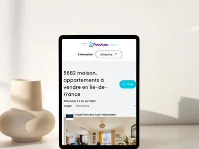Page de résultats de recherche du portail immobilier Revolussimmo