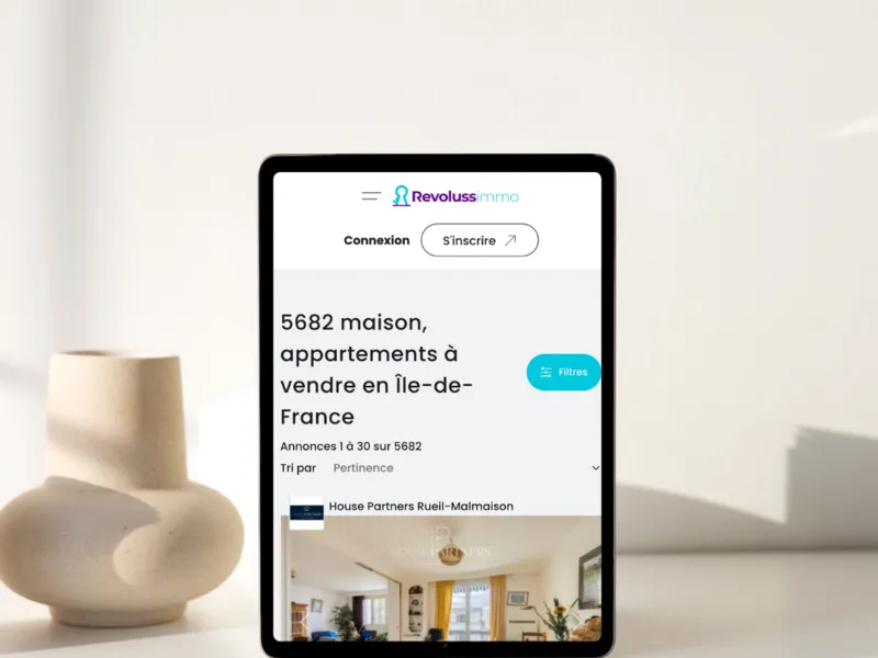 Page de résultats de recherche du portail immobilier Revolussimmo
