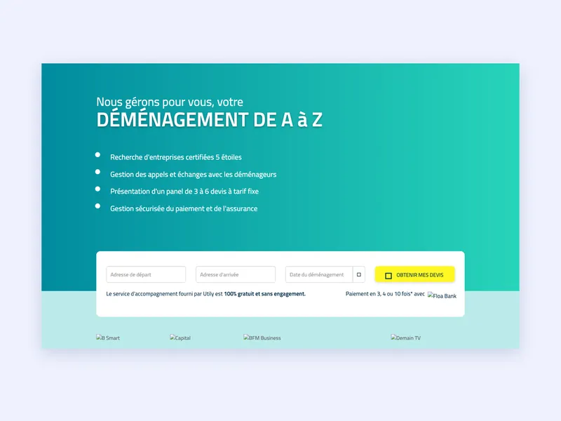 Back-office Utily listant les déménageurs abonnés et les leads qui leur sont affectés